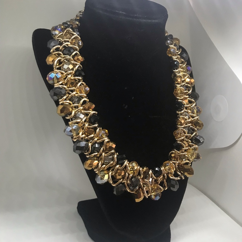 Gold Multi Colored Beaded Necklace